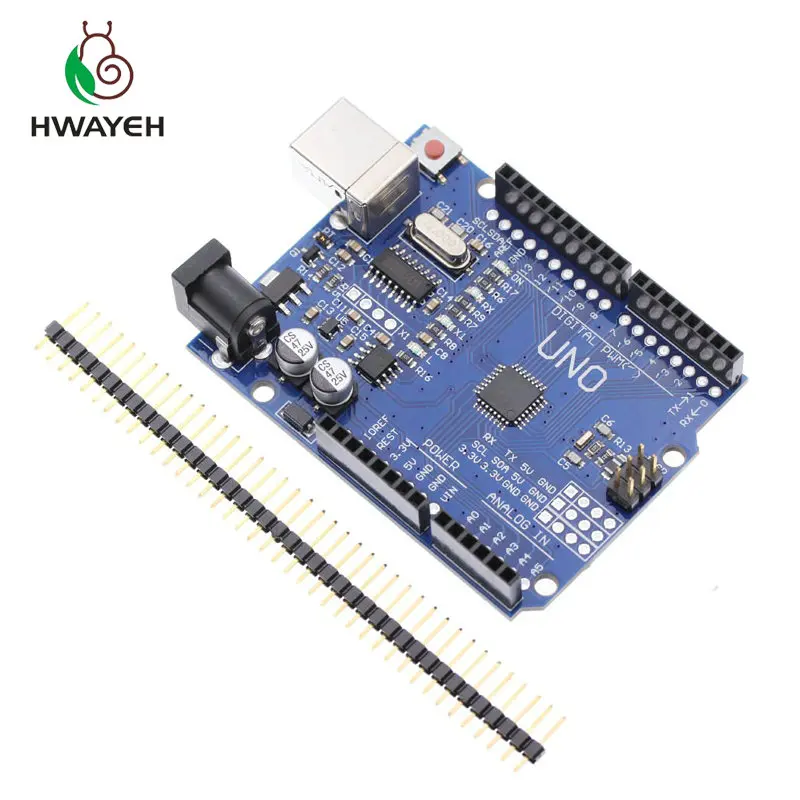 HWAYEH высокое качество один Комплект UNO R3 CH340G+ MEGA328P Чип 16 МГц для Arduino UNO R3 макетная плата+ USB кабель