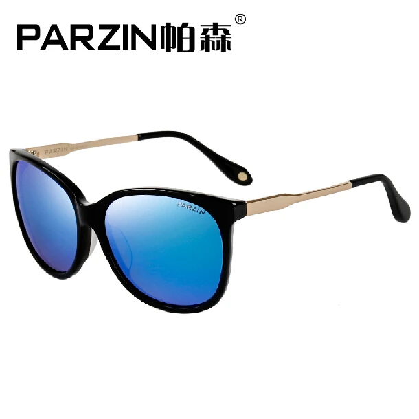 PARZIN Поляризованные солнцезащитные очки ручной работы женские UV 400 Женские солнцезащитные очки для вождения Элегантный с чехлом Черный 9625 - Цвет линз: BLACK BLUE