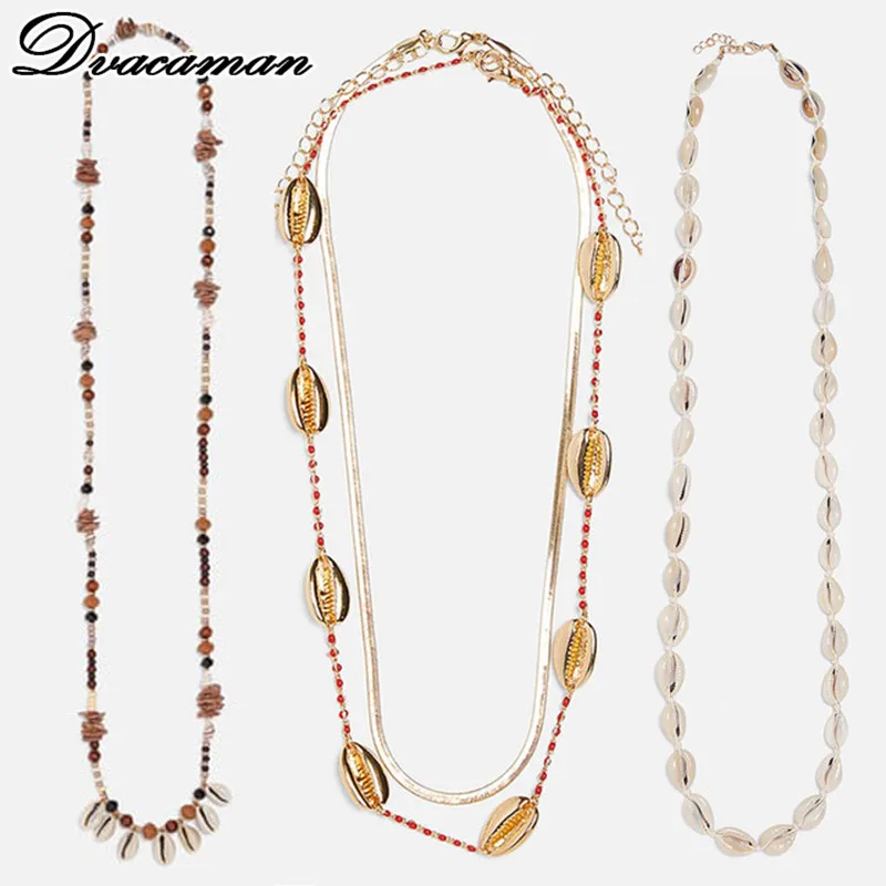 

Dvacaman 2019 New Trendy ZA Seashell Statement Necklace for Women Boho Designs Natural Stone Choker Necklace Party Gift Jewelry