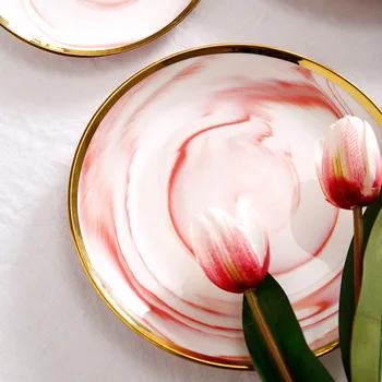 

European Marble Phnom Penh Ceramic Plate Western Dessert Plate Cake Plate Steak Plate Household Vegetable Plate