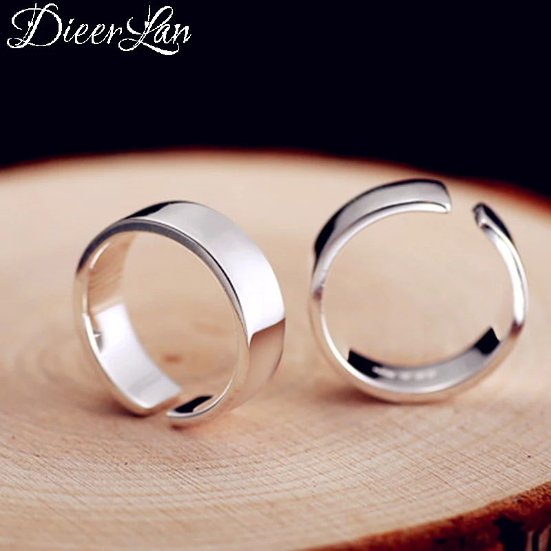 

DIEERLAN Bohemian Bridal Wedding Jewelry 925 Sterling Silver Smooth Rings for Women Ladies Punk Antique Finger Vintage Rings