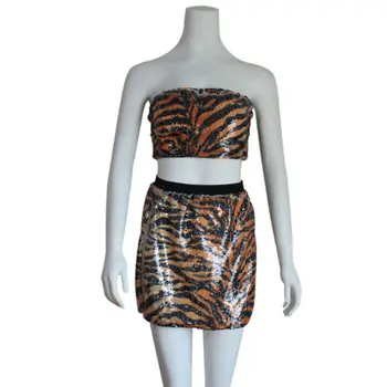 

Hirgin Women 2 Piece Bodycon Two Piece Crop Top and Skirt Set Bandage Dress Clubwear