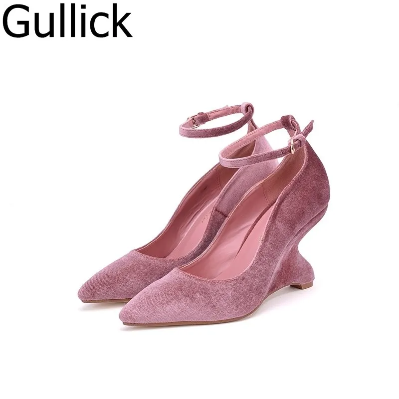 Hottest Selling Woman Pink Black Shoes Pointed Toe Ankle Strap Strange Heels Pumps High Quality PU Suede High Heel Dress Shoes Hottest Selling Woman Pink Black Shoes Pointed Toe Ankle Strap Strange Heels Pumps High Quality PU Suede High Heel Dress Shoes