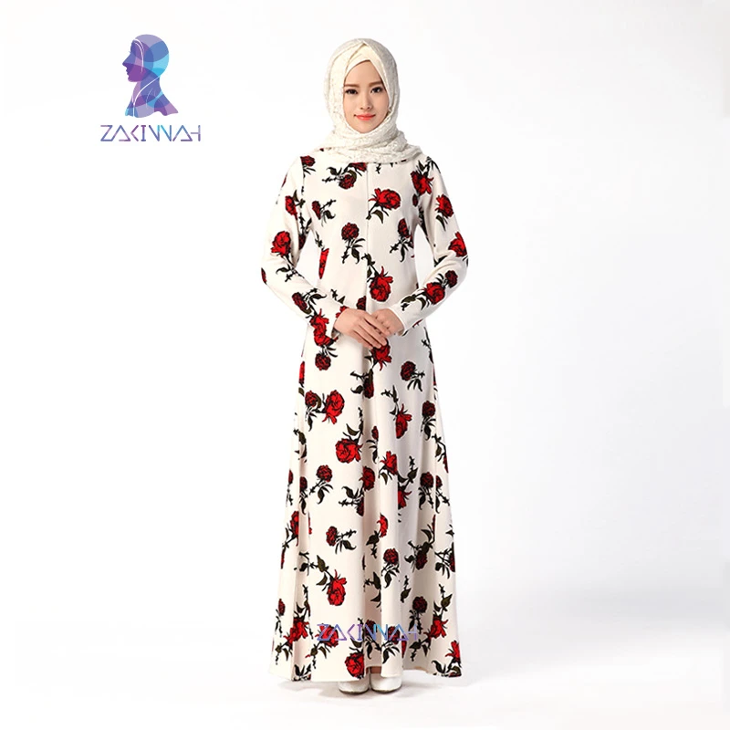 046 Top Fashion Style Flower Long Muslim Dress Casual Abayas For Women  Turkish Women Clothing|abaya fashion|abayas for womencasual abaya -  AliExpress