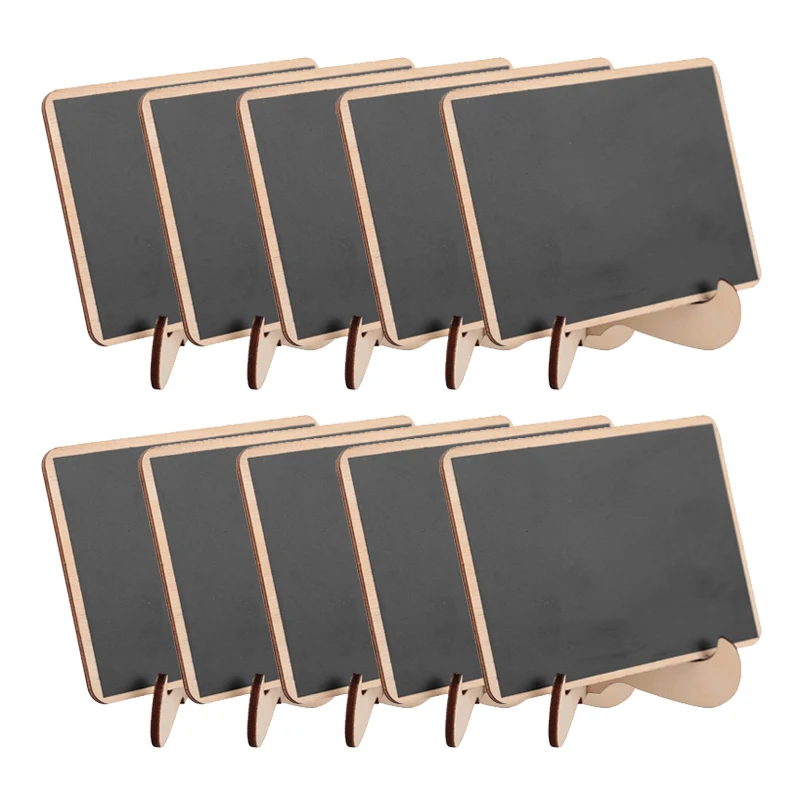 

5pcs/lot square children erasable small wooden black board clipboard decorative message marker table number party