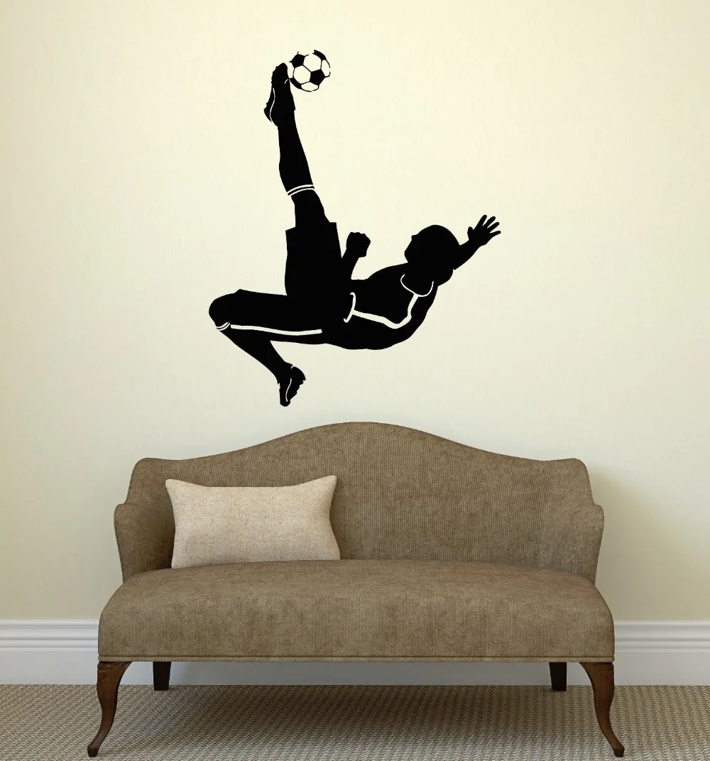 Football Vinyl Wall Decal Soccer Ball Football Player Sports Fan Mural