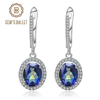 

Gem's Ballet 925 Sterling Silver Earrings Fine Jewelry 4.74Ct Natural Blueish Mystic Quartz Gemstone Drop Earrings For Women