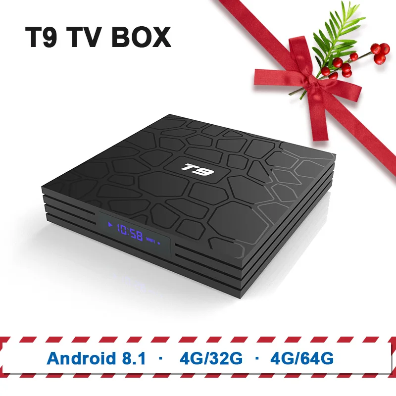 

T9 TV Box Android 8.1 Bluetooth RockchipRK3328 Quad core cortex-A53 4G64G Support 2.4GHz WiFi HD 4K Smart Set top box