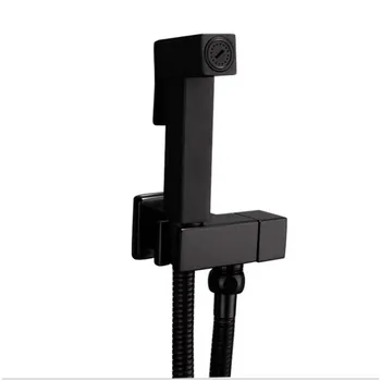 

Toilet Bidet Set Square Black Single Cold Bathroom Toilet Shower Blow-fed Spray Gun Nozzle Bidet Faucet Copper Bathroom Hardware