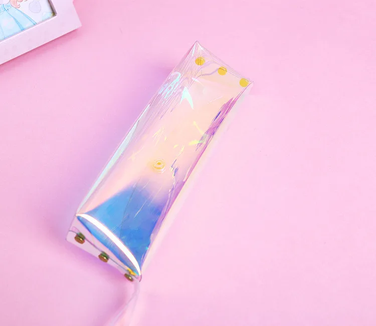 Красивый лазерный Пенал школьный пенал для девочек простой прозрачный Карандаш сумка косметичка