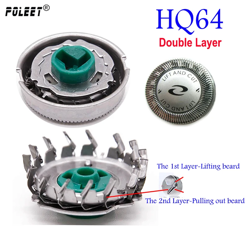 

Poleet 3 Set/Lot Shaver Head HQ64 Double Layer Replacement for Philips Norelco Razor Blade HQ5705 HQ6071 HQ7310 HQ54 PT710 PT720