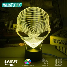Уникальный инопланетянин 3D светодиодный акриловый ночник мультфильм Модные настольные лампы USB Иллюзия освещение сенсорный внеземный светящиеся подарки