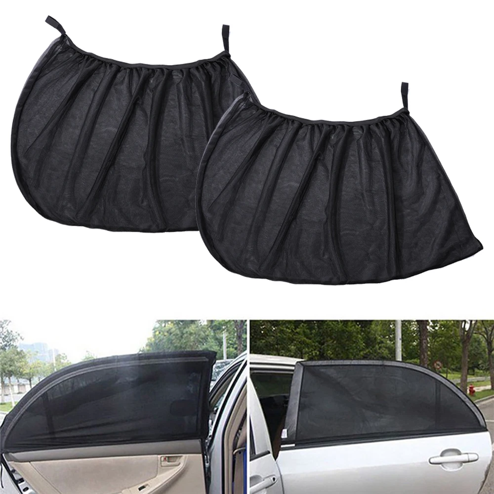 

2Pcs/Set Car Mesh Sun Shade Car Kids Sun Shade Shield Socks Rear Side Window Square UV Cover Stretchable New wholesale
