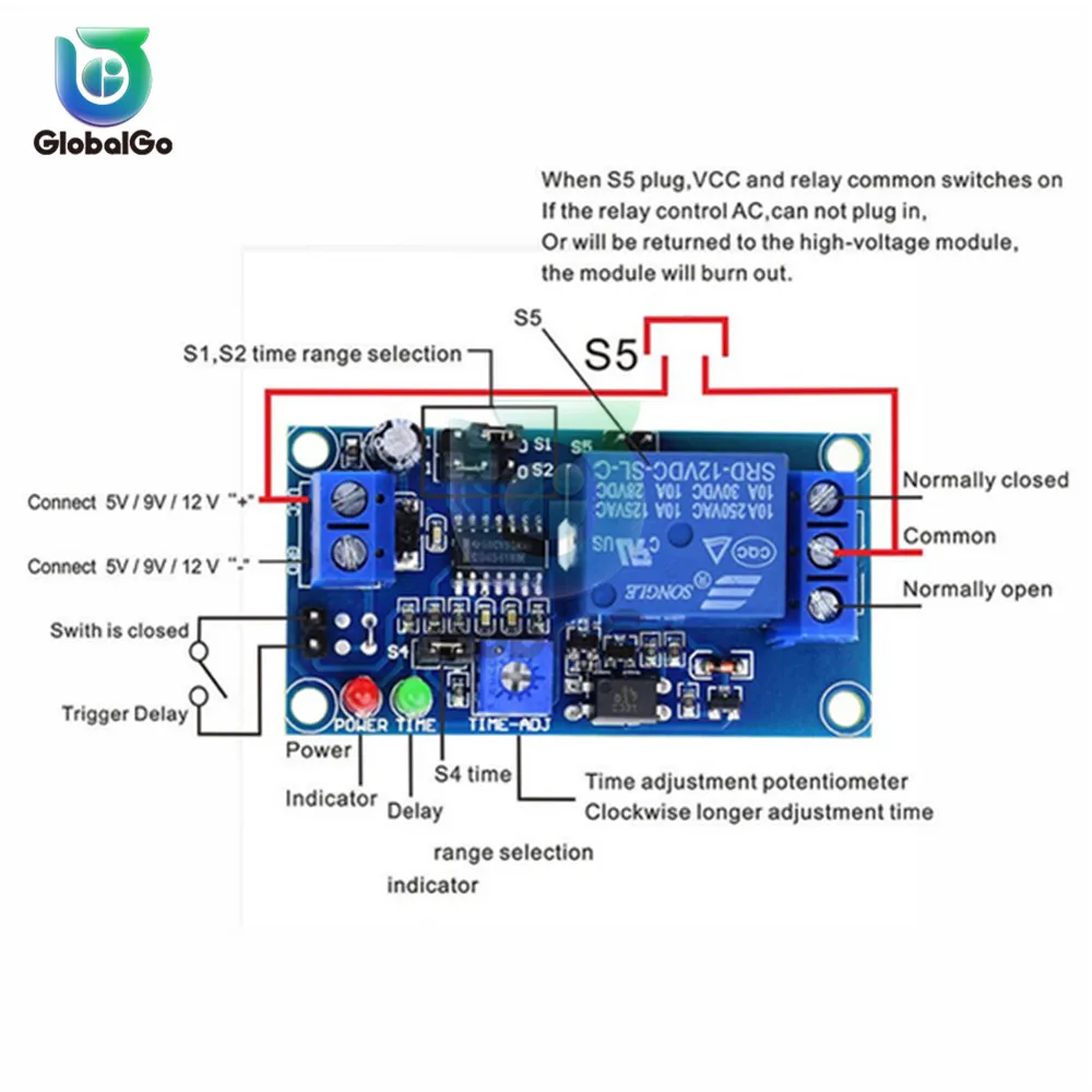 DC 12 В задержка реле задержки включения/задержки выключения модуля выключения с управление переключателем таймера