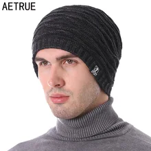 AETRUE зимняя вязаная шапка для мужчин и женщин, вязаные шапочки зимние, шапки для мужчин, Теплые Мешковатые толстые шапки, Спортивная маска для мужчин, Шапка-бини