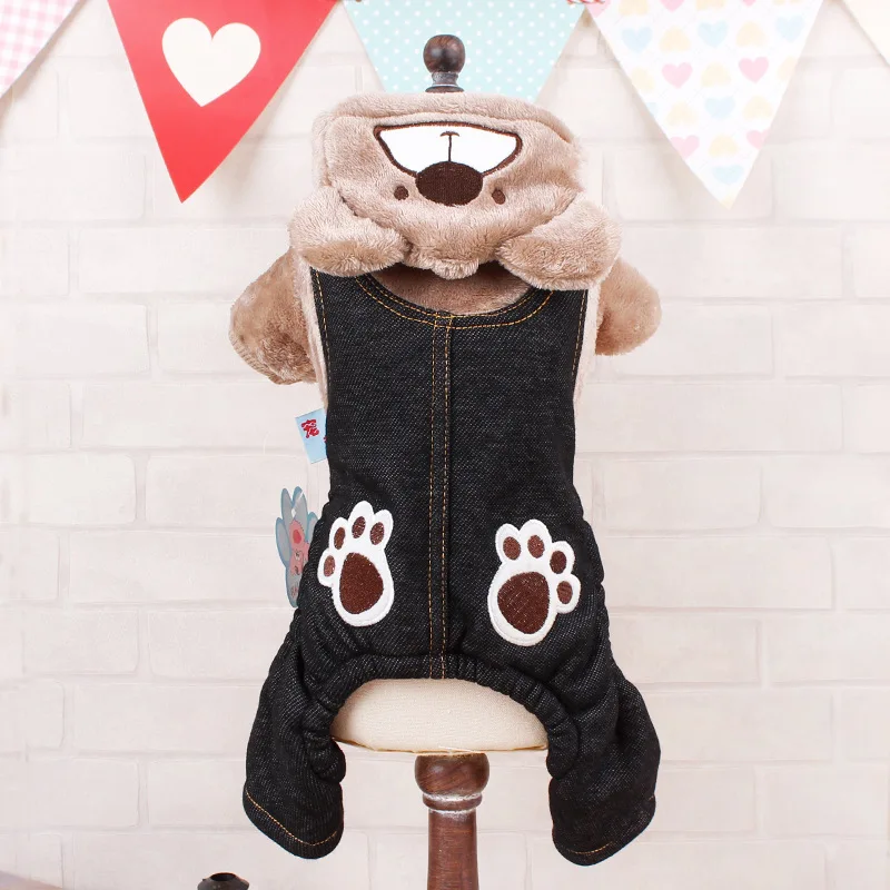 Gomaomi Pet Cat пальто тренировочный костюм для собак Джинсы толстовка с капюшоном маленькая Средняя зимняя одежда для собак свитера - Цвет: brown