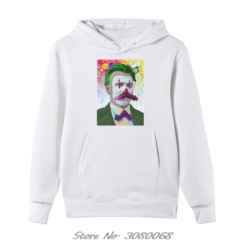 Веселые Nihilism толстовки Friedrich Nietzsche клоун молнии Флисовые Толстовки Новая мода с