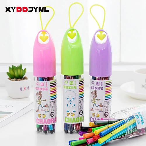 

12/18/24 Colors/Cartoon Box Water Color Pen Set Marker Highlighter for Kids Stationery Art Markers Kawaii School Supplies