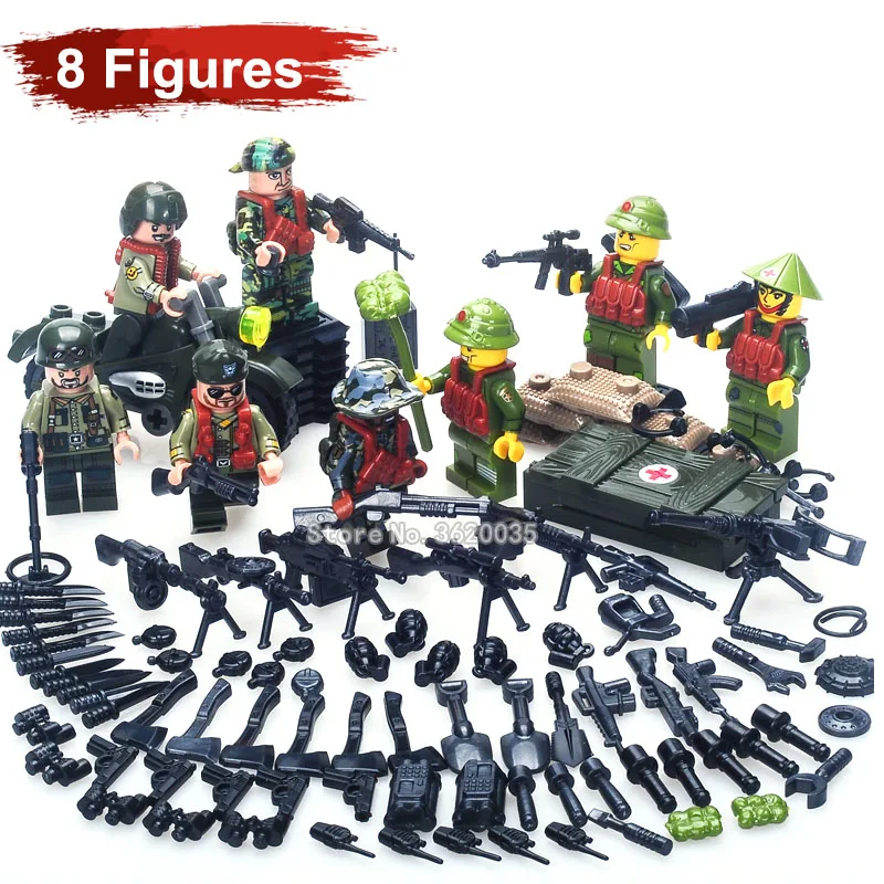 

American armies ww2 Vietnam War Field battle figures with weapons compatible legoinglys Military Building Blocks model toys gift