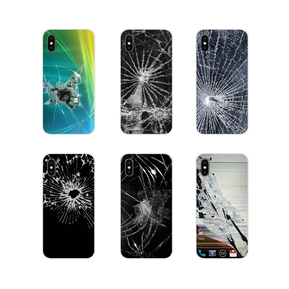 

For Samsung A10 A30 A40 A50 A60 A70 Galaxy S2 Note 2 3 Grand Core Prime Mobile Broken Screen Pattern Transparent Soft Case Cover