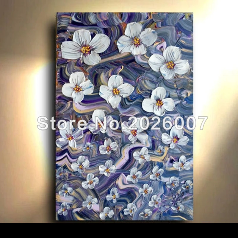 

Hand Painted Landscape Landscape Tree white Flower Thick Palette Knife Oil Painting On Canvas Modern Home Decoration Fine Art
