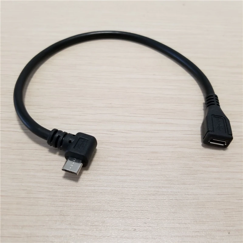 

90 Degree Left Angle Micro USB 5Pin Male to Micro USB 5Pin Female Extension Data Charge Power Cable 25cm