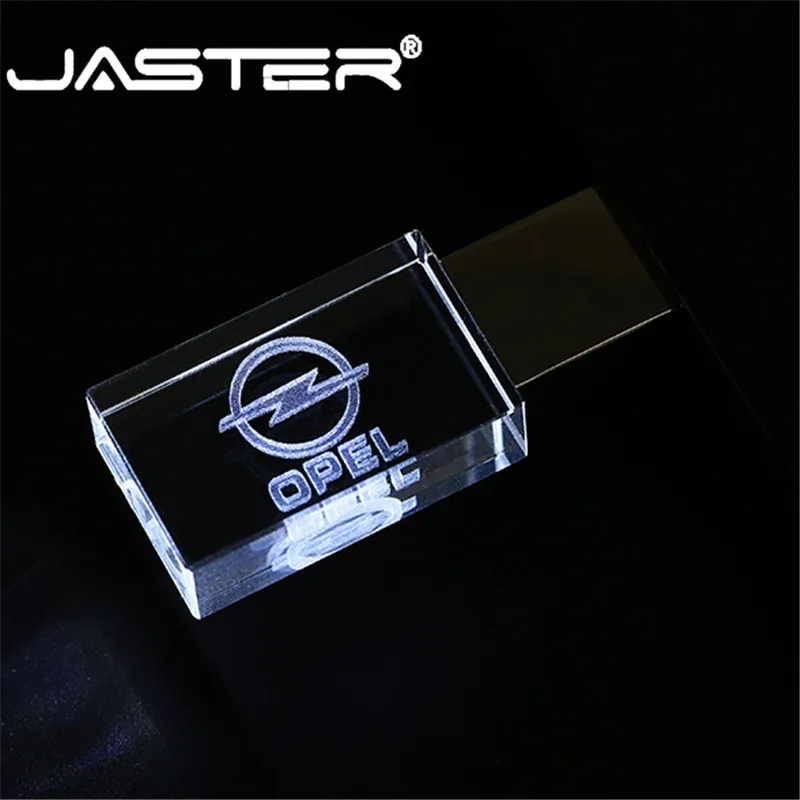 

JASTER OPEL crystal + metal USB flash drive pendrive 4GB 8GB 16GB 32GB 64GB 128GB External Storage memory stick u disk