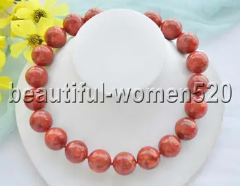 

Z7300 Huge 20mm ROUND DARK RED CORAL BEAD NECKLACE 17inch