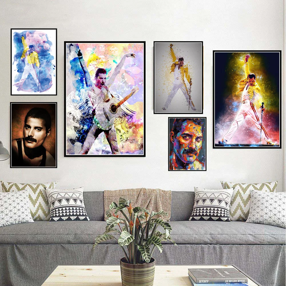 Лидер продаж Freddie Mercury Rock Постер и принты музыкальных комиксов богемное искусство