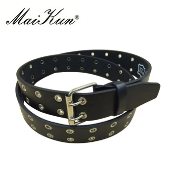 MaiKun Belts for Women Luxury Brand Leather Women Belt Double Pin Buckle Female Belt for Jeans