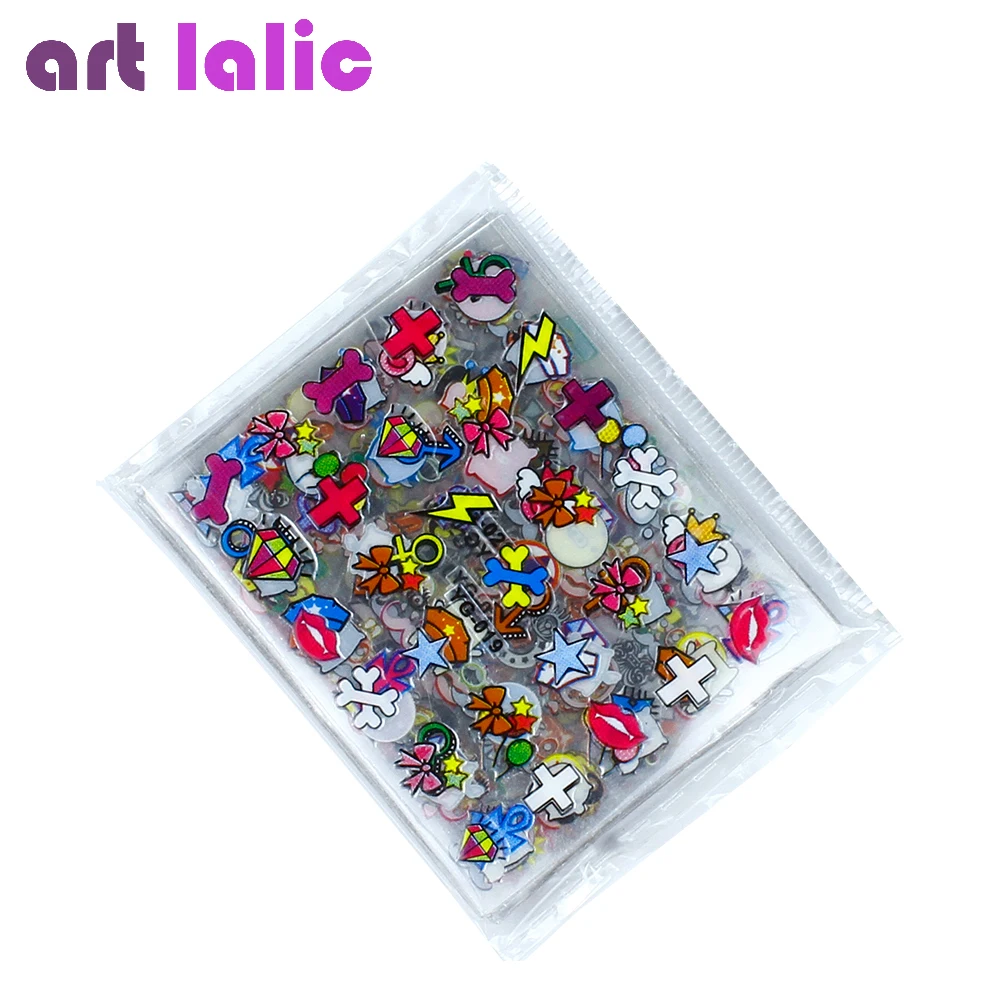 

Artlalic 24 Sheet 3D Nail Art Stickers Super Cute Cartoon Decals Transfer Nail Decoration