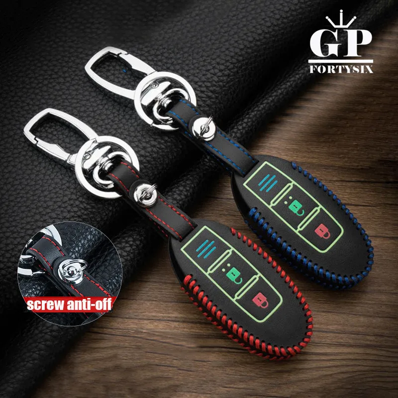 

Luminous Leather Car Key Fob Cover Case For Nissan Teana X-Trail Qashqai Note Livina Sylphy Tiida Sunny Murano Auto Accessories