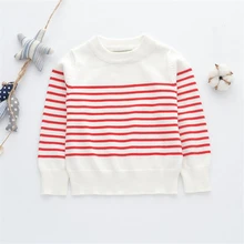 Вязаная рубашка для новорожденных мальчиков и девочек, Повседневный свитер для маленьких мальчиков, одежда с длинными рукавами и круглым вырезом, детский теплый свитер