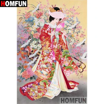 

HOMFUN Diamond Painting "Japanese girl" DIY 5D Diamond Embroidery Sale Full Set Rhinestone Cross Stitch Home Decor A08707