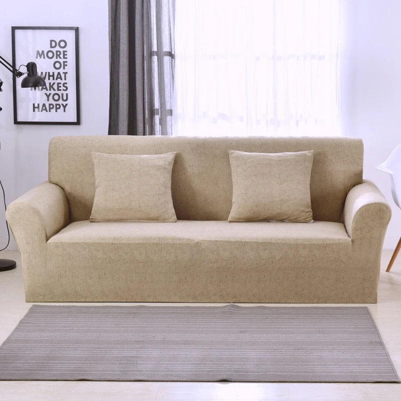 Light Khaki Elastic Sofa Slipcover Nordic Style Fresh Design 100