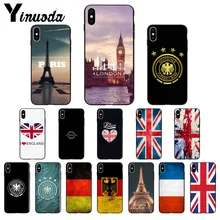 Yinuoda Англия Великобритания Франция Немецкий Флаг ТПУ Мягкие аксессуары для телефонов чехол для телефона для iPhone X XS MAX 6 6s 7 7plus 8 8Plus 5 5S SE XR