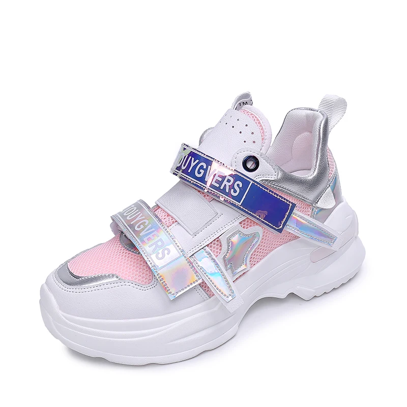 

2019 Spring New Chunky Sneakers Women Shoes Harajuku Casual Dad Shoes Breathable Mesh Platform Sneakers White Sneakers