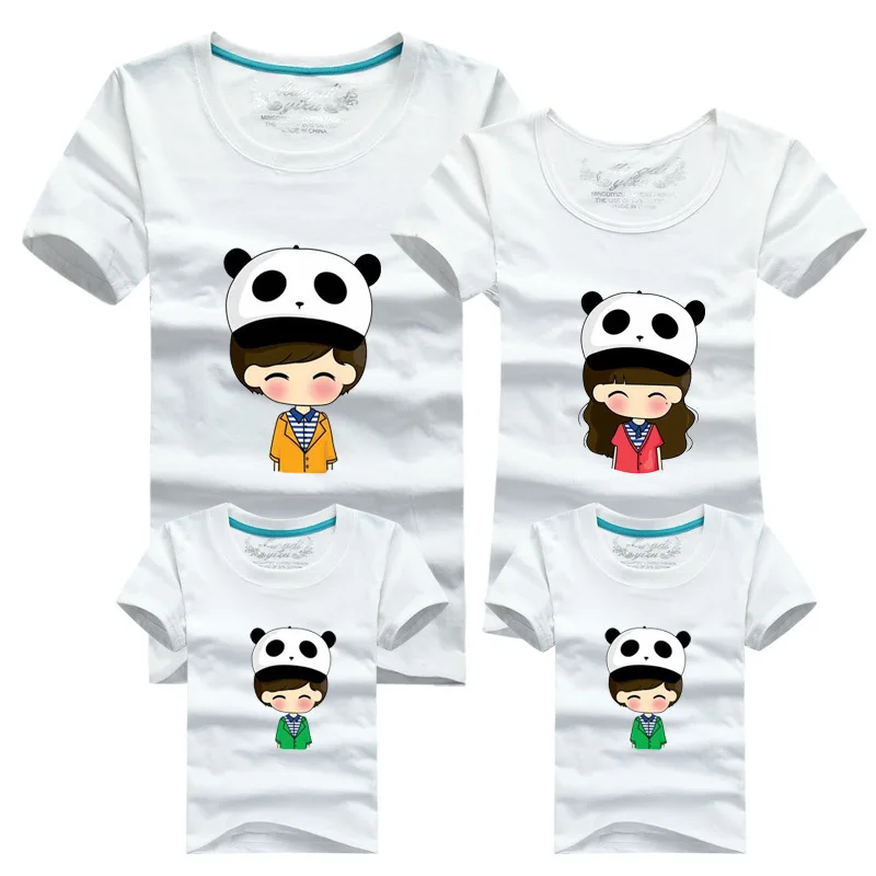 Летняя стильная футболка с рисунком панды, костюмы для папы и сына, Одинаковая одежда для мамы и дочки, одежда для всей семьи, roupas