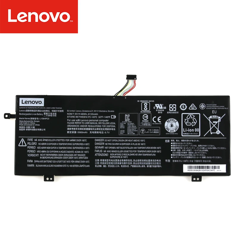 Ноутбук аккумулятор для Lenovo IdeaPad 710S-13ISK xiaoxin Air 13 L15M4PC0 L15S4PC0 L15L4PC0 7,5 V 46wh