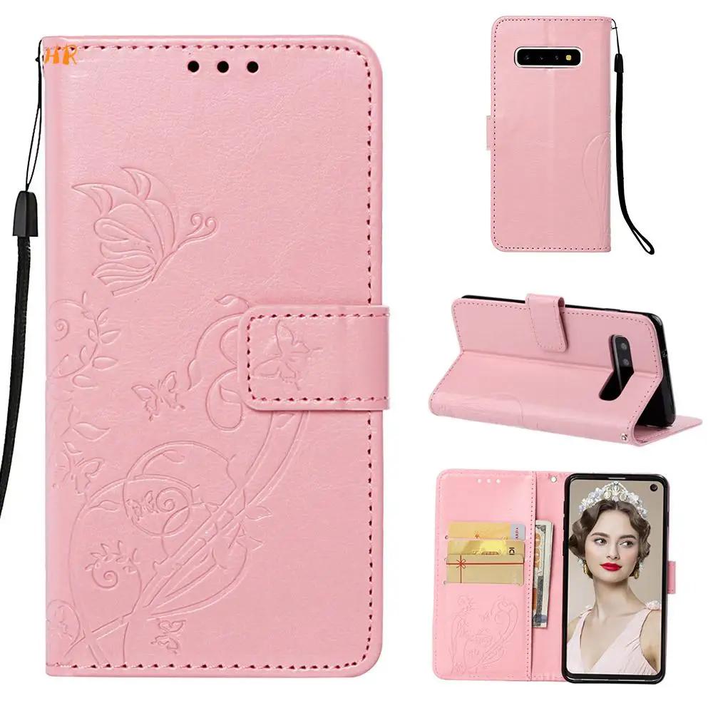 Кожаный чехол для samsung Galaxy J4 J6 A6 A7 A750 Fundas S10 S10e Plus чехол-книжка с бабочкой кошелек