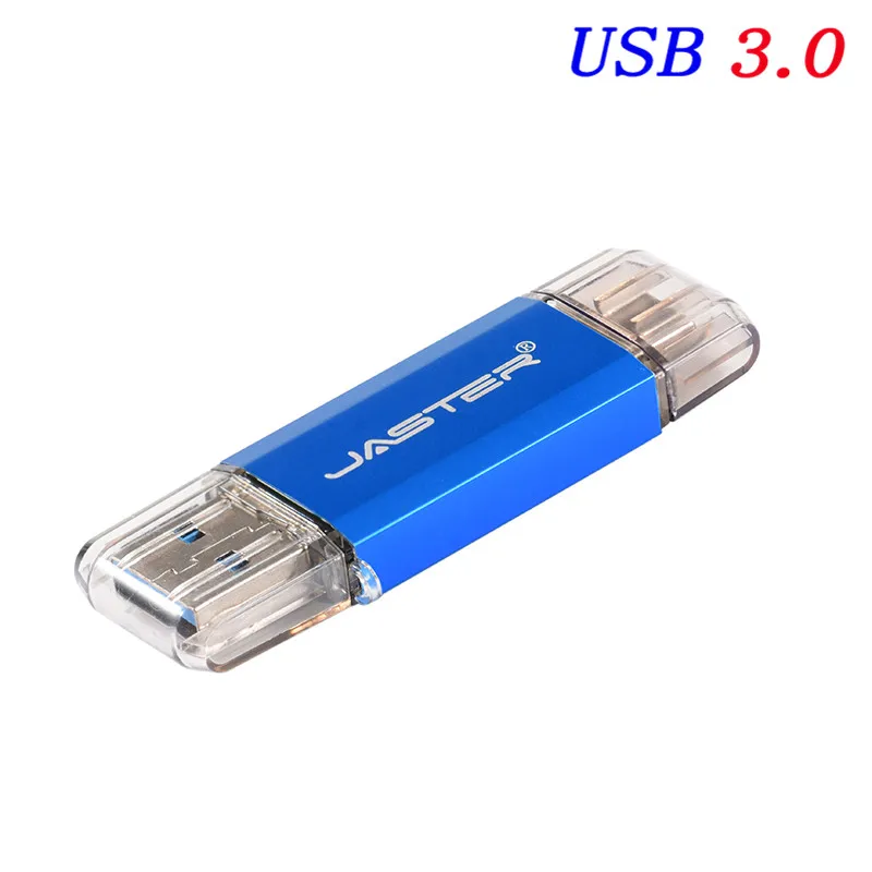 JASTER Горячее предложение тип C 3,1 Порт OTG USB 3,0 флэш-накопитель для Sumsung S8 Plus type C телефонов.(более 20 шт., бесплатный логотип - Цвет: Blue