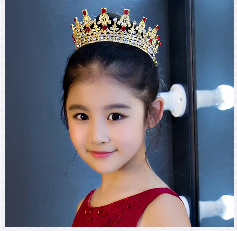 Child crown princess lovely water drill girl hair ornament baby crown little girl hair card head ornament flower girl (9)