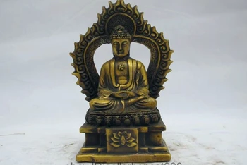 

Chinese Tibet Buddhism Bronze Copper Lotus Amitabha Sakyamuni Buddha Statue