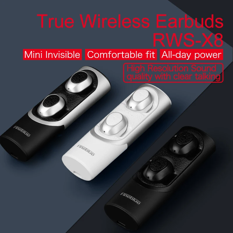 Fineblue RWS-X8 twins Bluetooth 5,0 наушники мини беспроводные маленькие стерео наушники для телефона спортивные с микрофоном Новые наушники