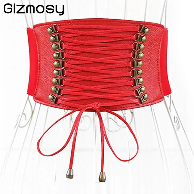 

2019 Elastic Belt Women Bowknot PU Leather Wrap Around Black Wide Waistband Cummerbund Brown Women Dress Waist Belt SY1111