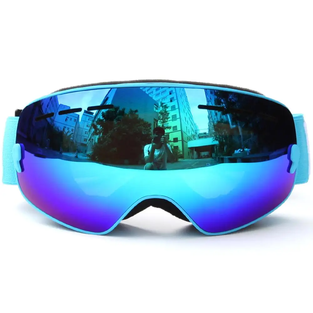 UV400, противотуманные очки для сноуборда, детские лыжные очки с двойными линзами, лыжные очки, лыжная маска, зимние очки для девочек и мальчиков, очки для детей, Gafas 4-15 - Цвет: blue
