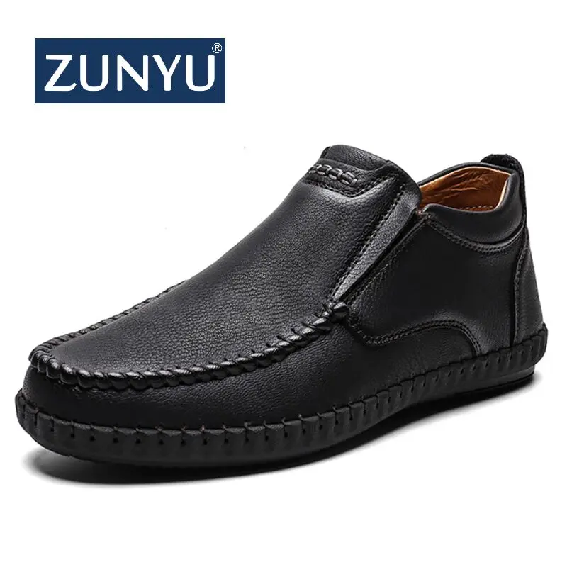 

ZUNYU New Fashion Men Boots High Quality Split Leather Ankle Snow Boots Shoes Warm Fur Plush Men's Winter Shoes Plus size 38~48