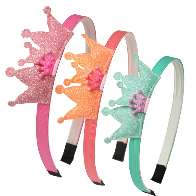 6pcs/set Shiny Glitter Crown Hairbands Princess Girls Plastic Headband Party Performance Headwear Accessories