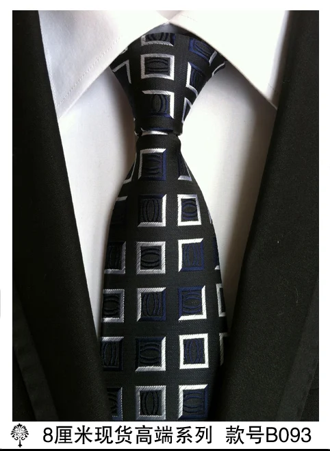 Мужские галстуки, черные галстуки, аксессуары для одежды, костюм, Свадебная вечеринка, полосатые галстуки для мужчин, модные подарки, галстук, шелковый галстук-платок - Цвет: B093