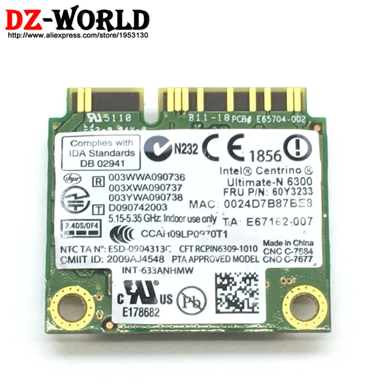 For Intel Ultimate-N 6300 AGN Mini PCI-E 450Mbps Wireless WLAN Card 60Y3233 for Thinkpad T410 T410i T410S T510 T510i W510